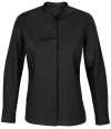 03787 Lds Bart NEOBLU Ladies Bart Mao Collar Long Sleeve Poplin Shirt Deep Black colour image